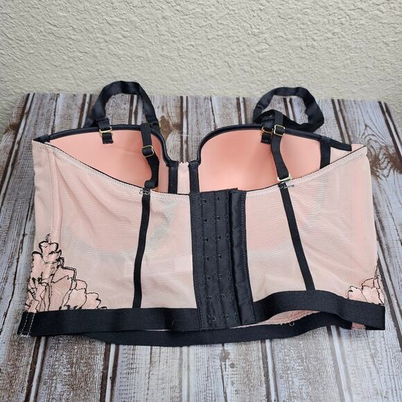 Auden bustier bralette corset bra top light pink and black Women's size Medium - Picture 3 of 5
